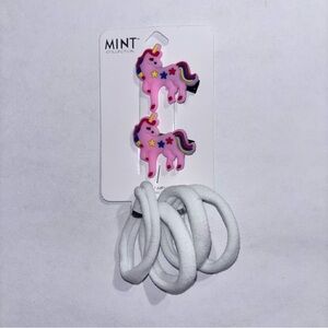 Pink Unicorn clips and hair Ties